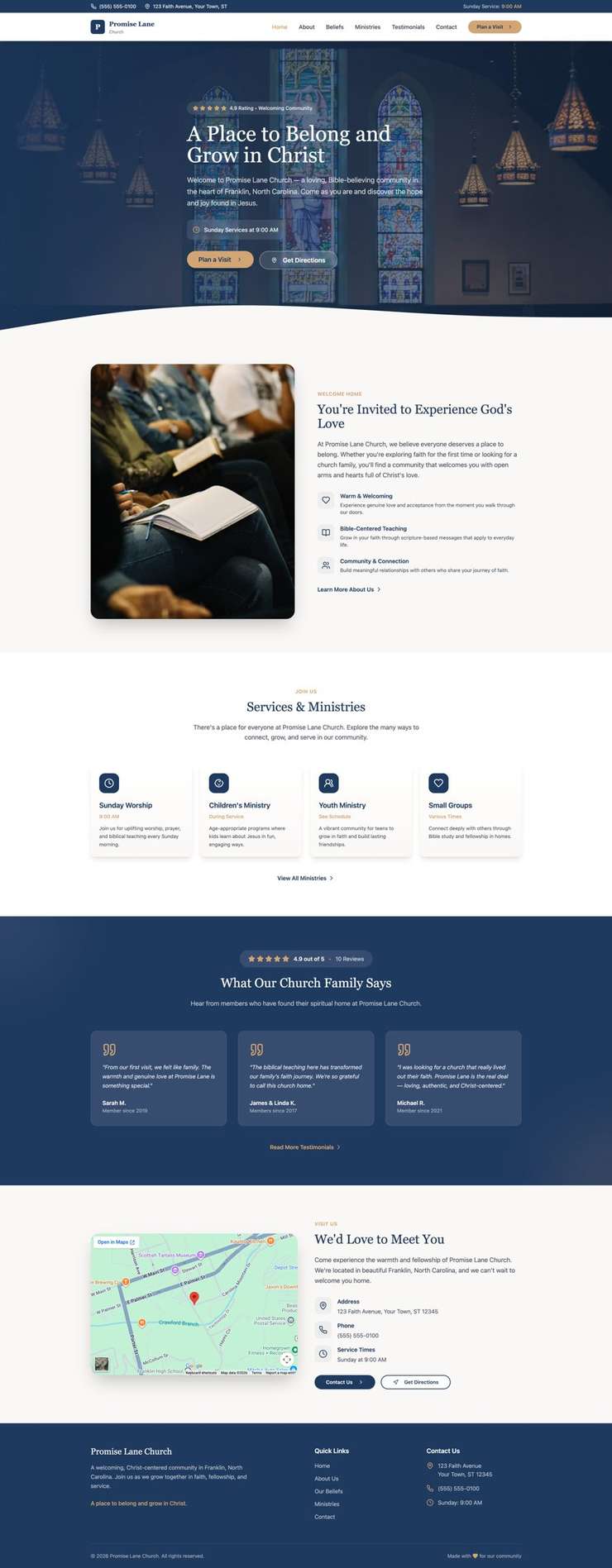 A church website we built for Promise Lane Church